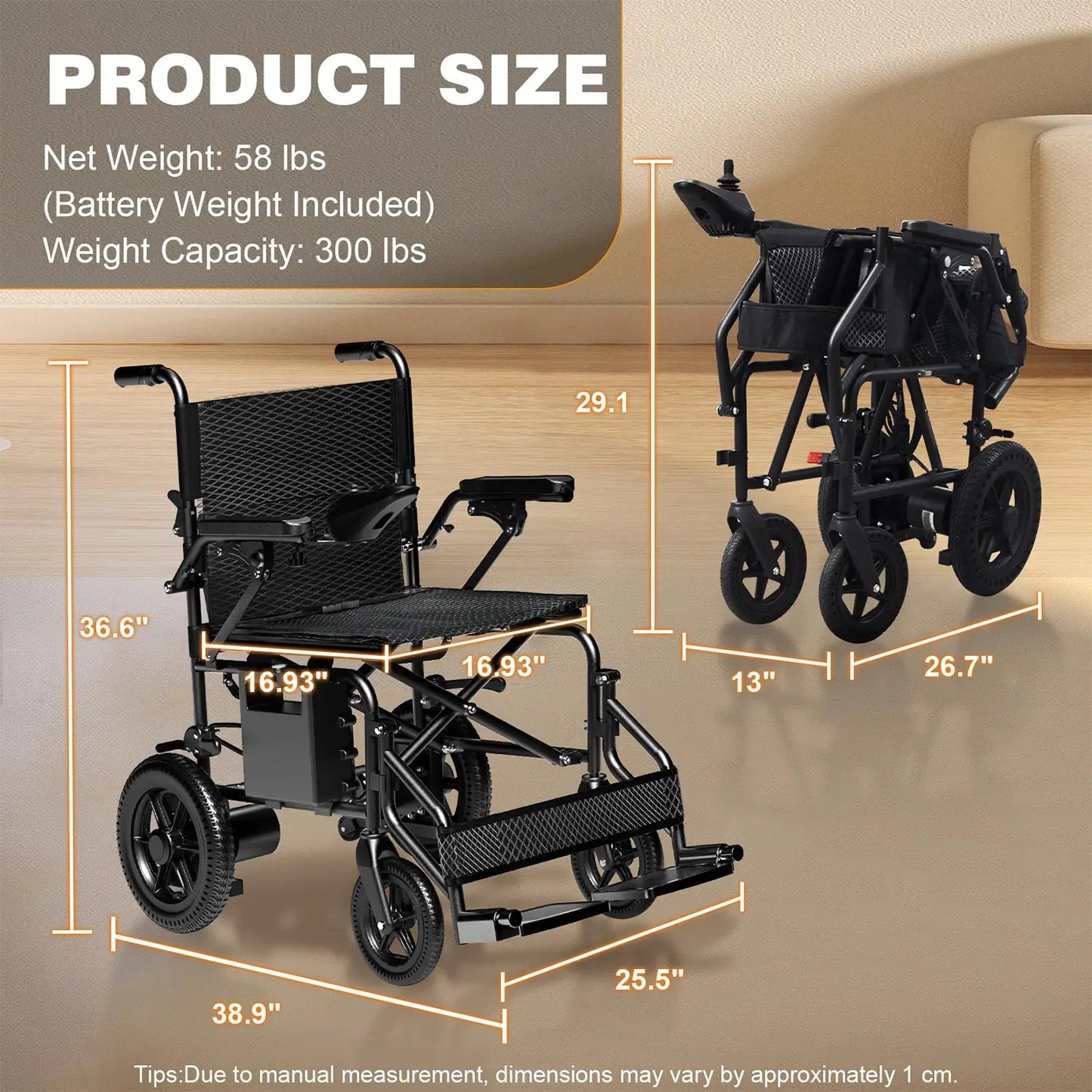 Foldable Electric Wheelchair for Adults