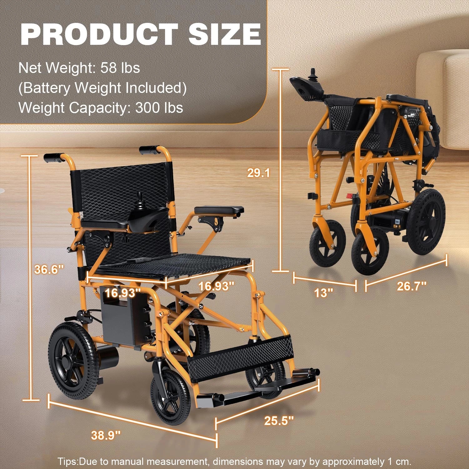 15 Miles Range Motorized Wheelchair