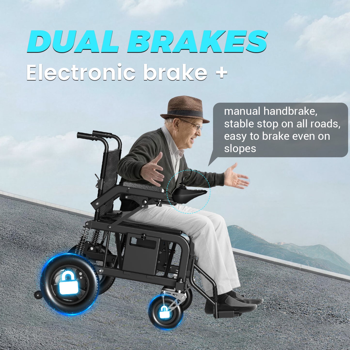 Hassky Foldable Electric Wheelchair for Adults – 15+ Mile Range, 350 lbs Capacity