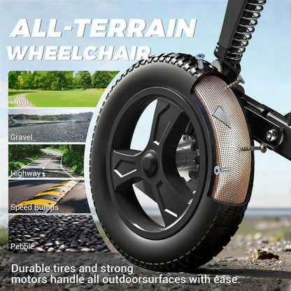 Hassky Foldable Electric Wheelchair for Adults – 15+ Mile Range, 350 lbs Capacity